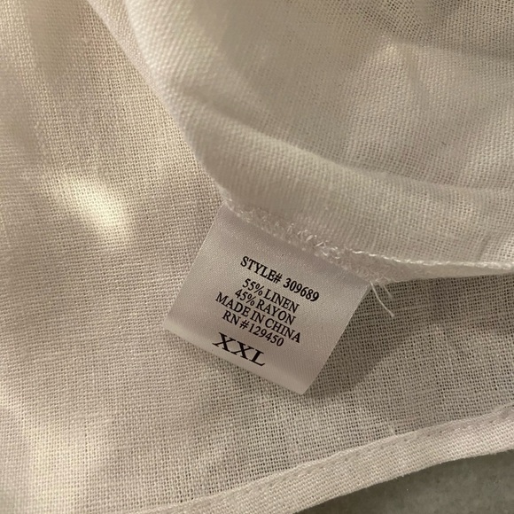 NWT Coastal Comfort Size XXL White Linen Blend Split Neck Short Sleeve Top - Picture 12 of 14